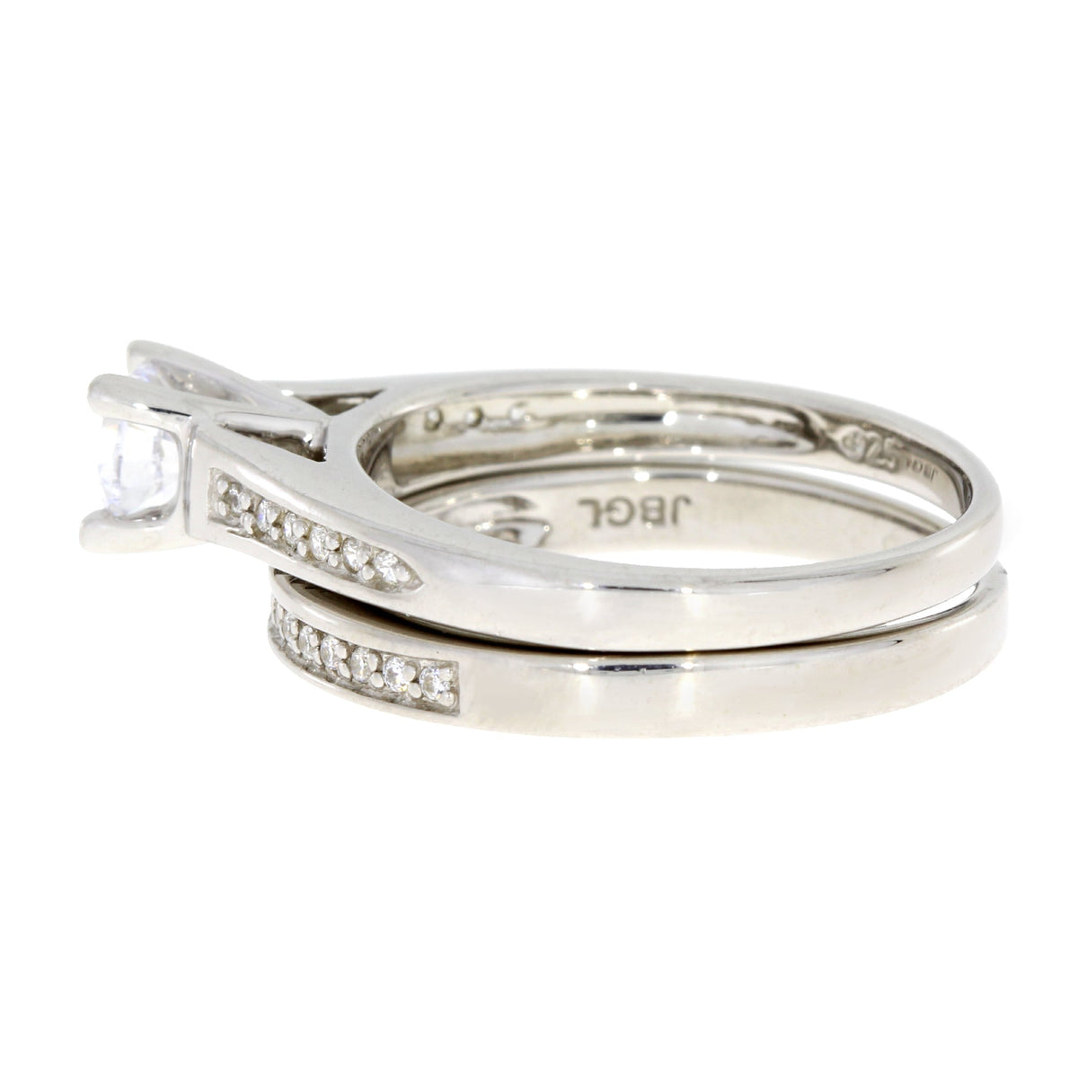 Zirconia cúbica genuina CZ SS nupcial plata de ley