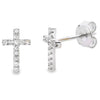 Natural .10ct Diamond Cross Earrings 10KT White Gold