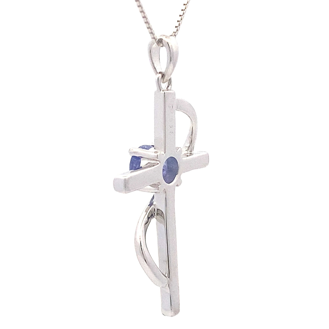 .50ct Tanzanite Cross Religious Pendant Sterling Silver