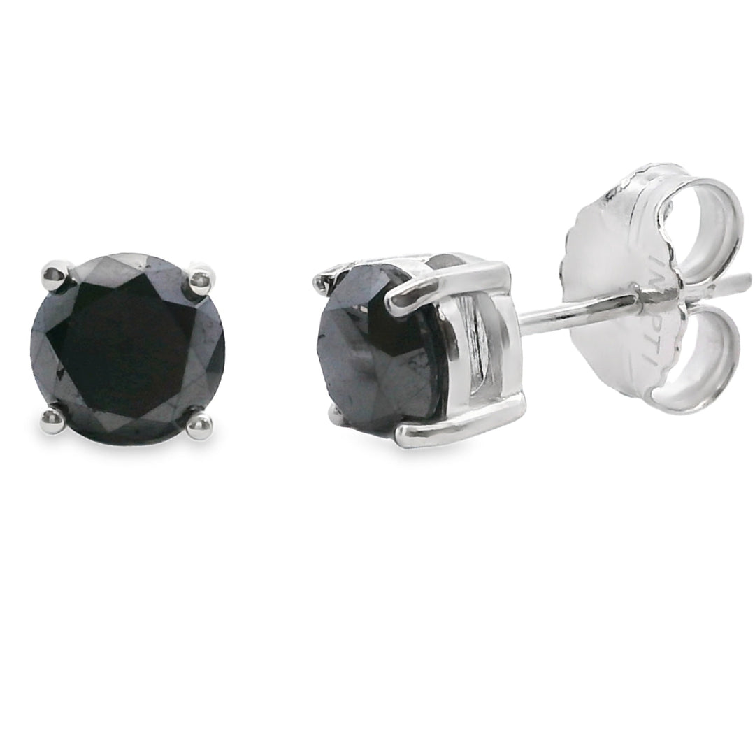 2.00ct Black Diamond Stud Earrings Sterling Silver