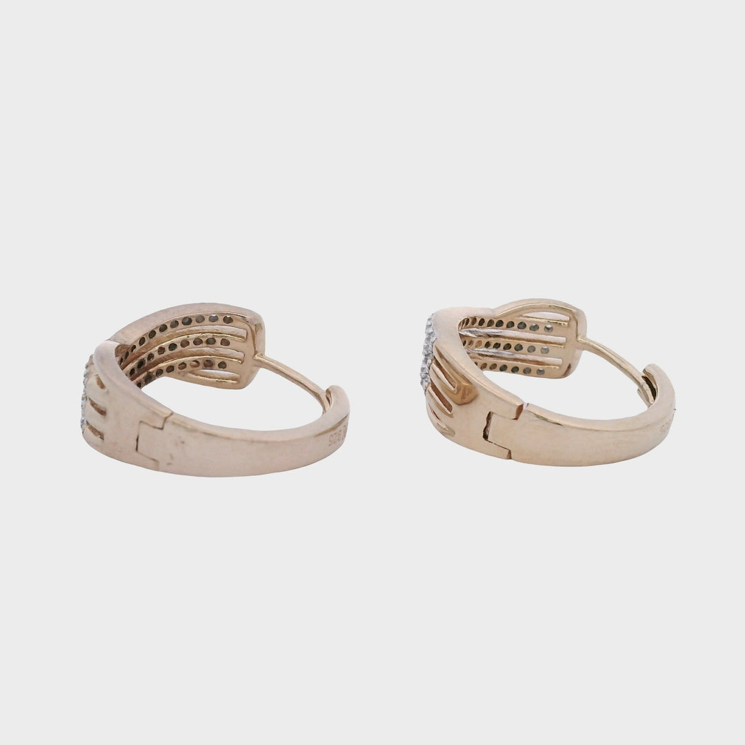 Natural .25ct Hoop Earrings Gold plated Sterling Silver