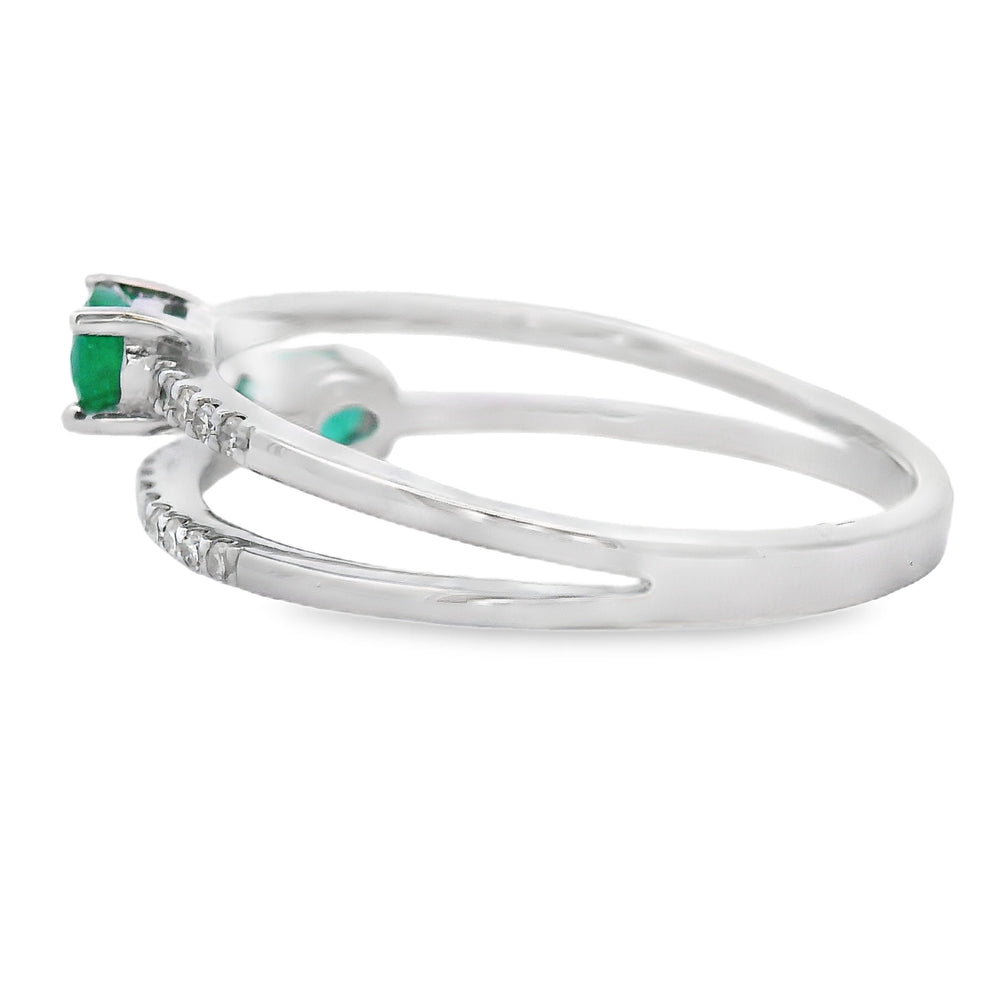 Natural .47ct Emerald Diamond Ring 14KT White Gold