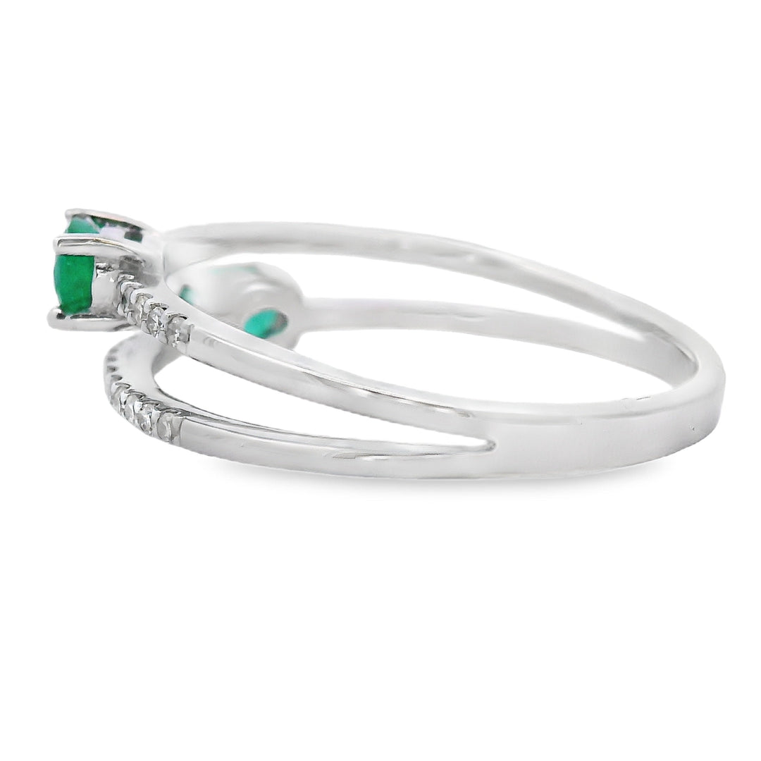 Natural .47ct Emerald Diamond Ring 14KT White Gold