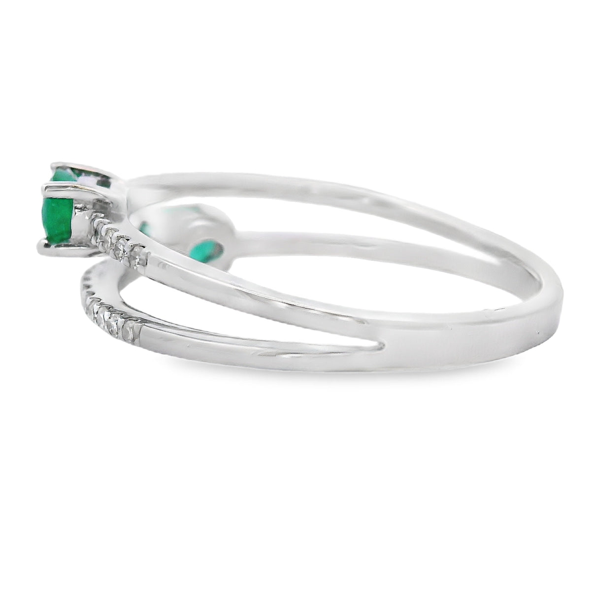 Anillo de Diamantes Esmeralda Natural de 0,47 qt Oro Blanco de 14 kt