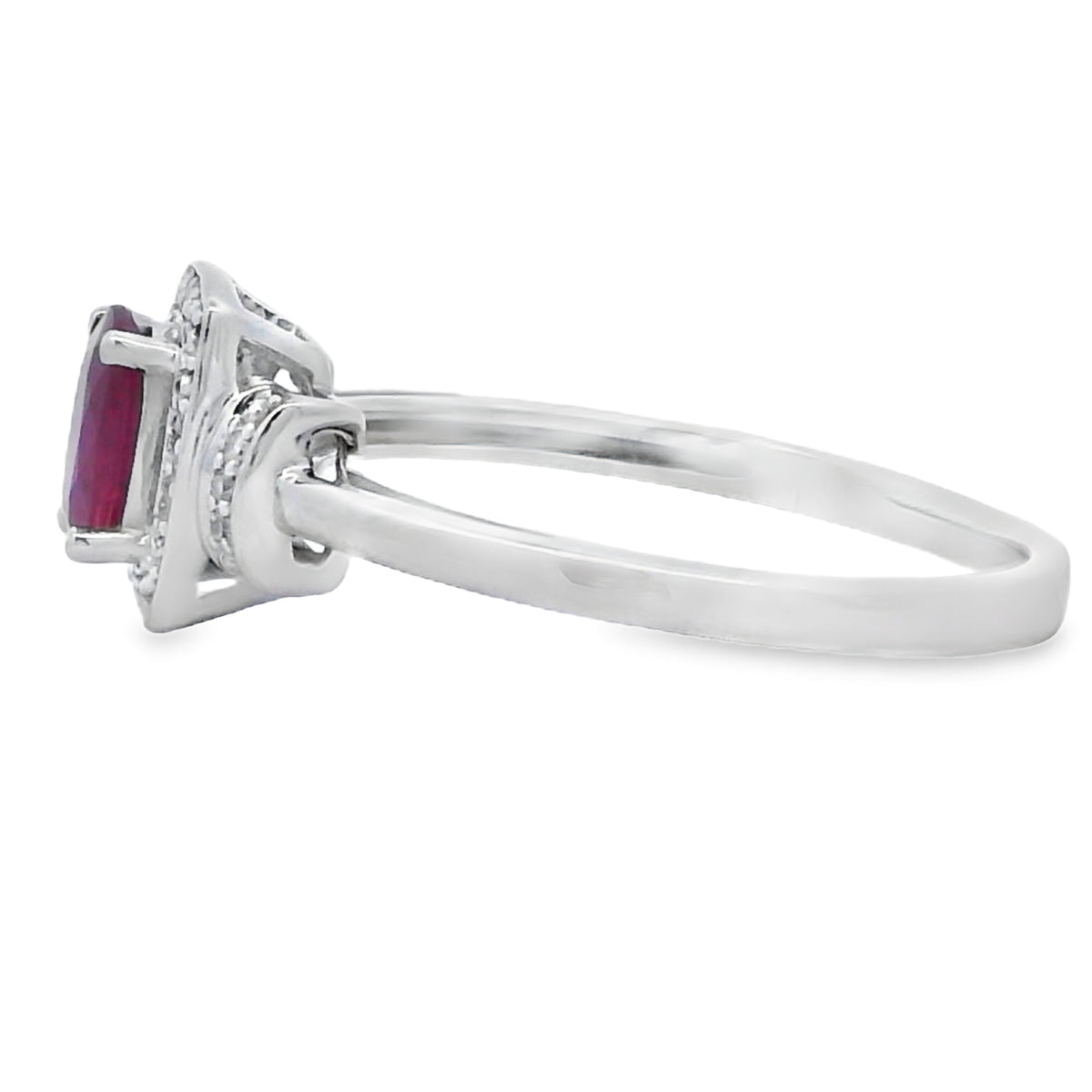 Anillo de Rubí y Diamantes Naturales de .65ct Oro Blanco de 10KT