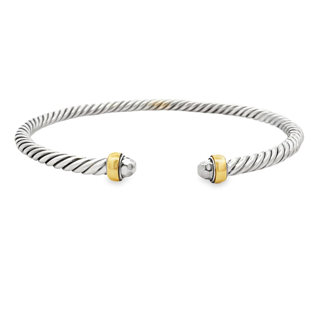 Pulsera de aro de plata de ley y oro de 18 quilates