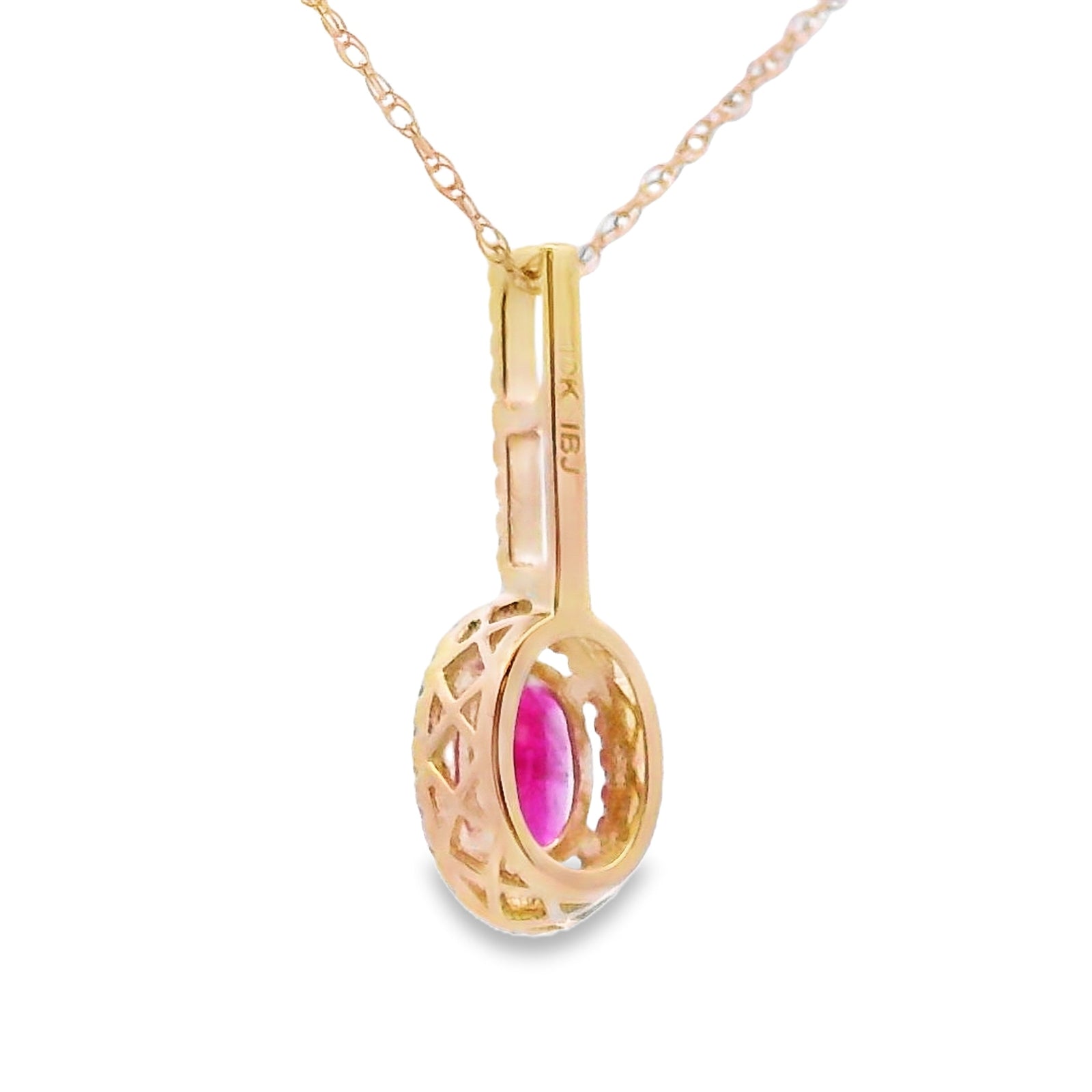 Colgantes de moda de rubí y diamante de .61 ct de oro amarillo de 10 kt