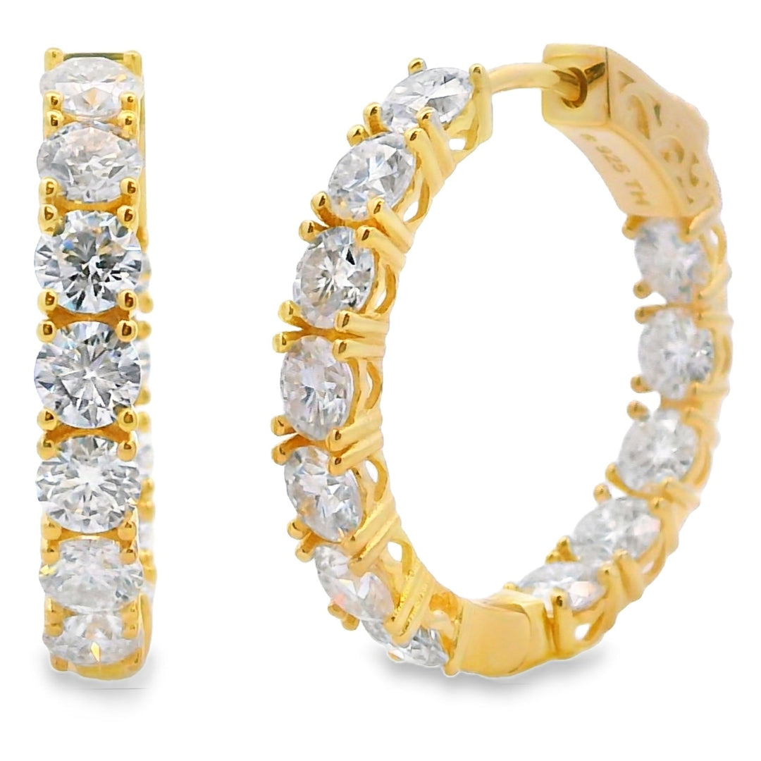 Genuine 5.52ct Moissanite Hoop Earrings Sterling Silver