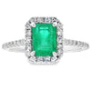 Anillo de diamante y esmeralda auténticos de 1,26 ct en oro blanco de 10 kt