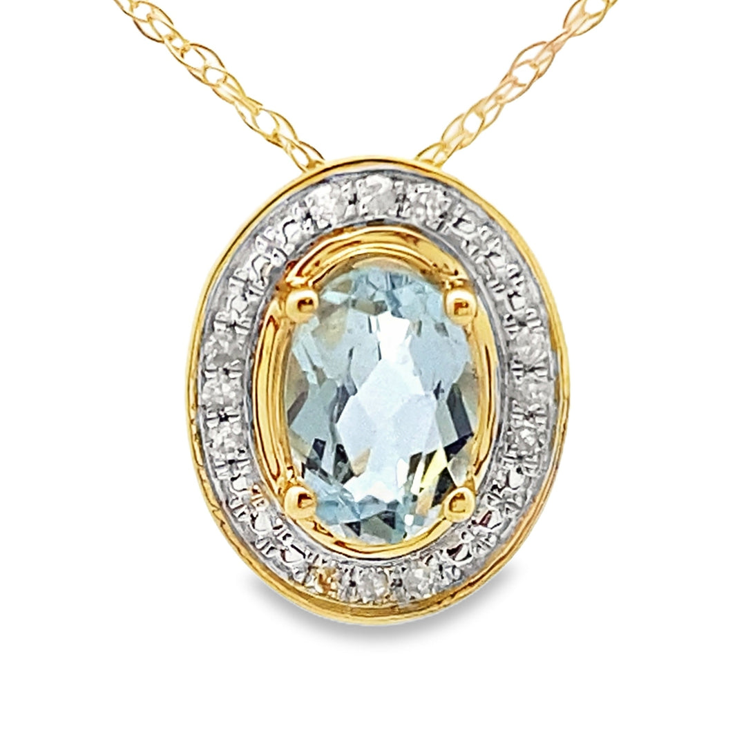 Aquamarine Diamond Fashion Pendants 10KT Yellow Gold