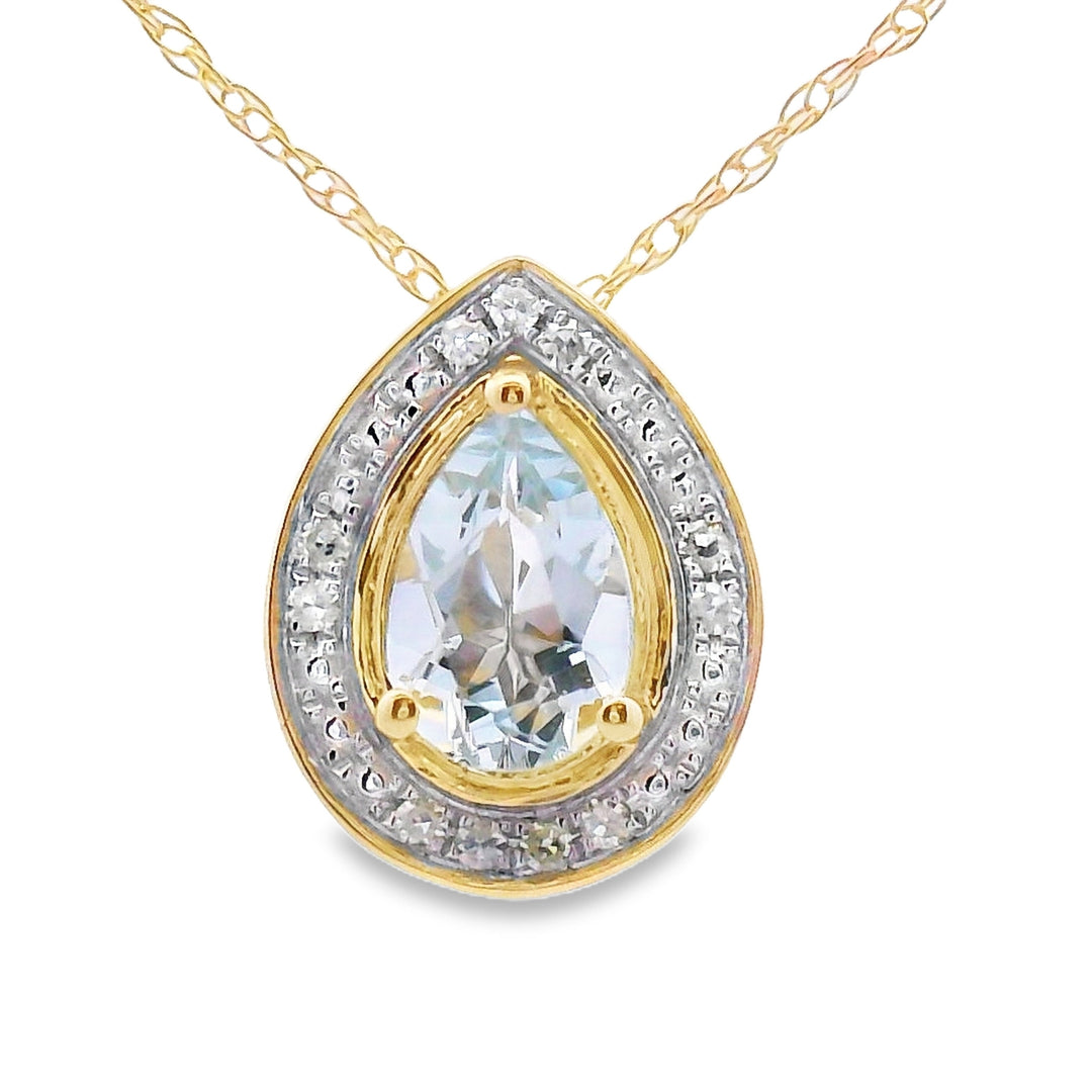 Aquamarine Diamond Fashion Pendants 10KT Yellow Gold