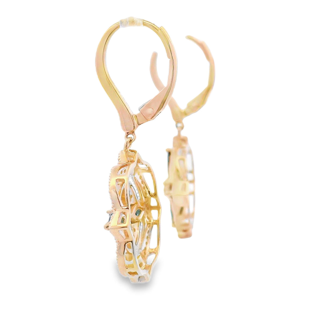 Aretes colgantes de zafiro y diamante en oro amarillo de 14 kt