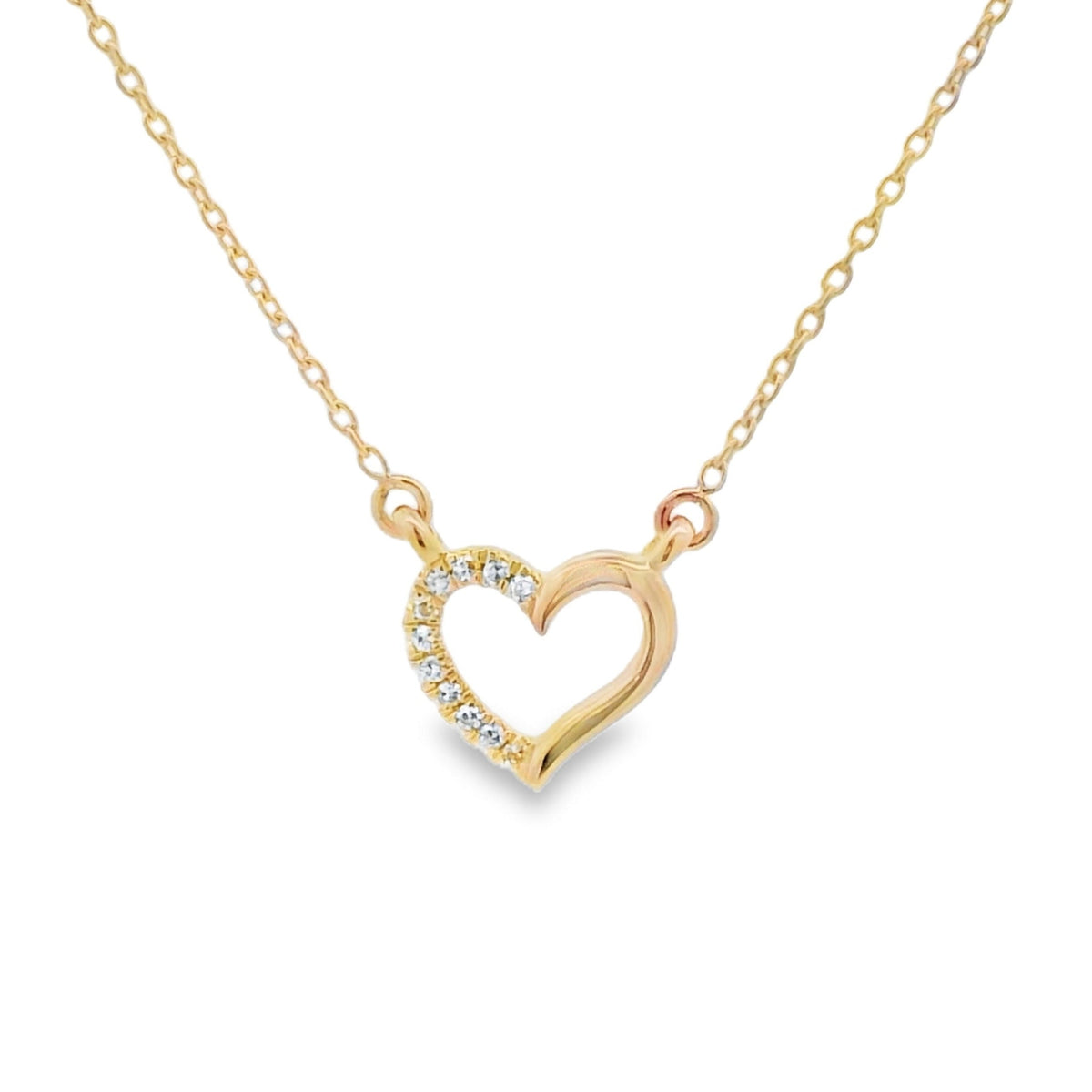Colgante Corazón de Amor con Diamante de .03ct en Oro Amarillo de 14kt