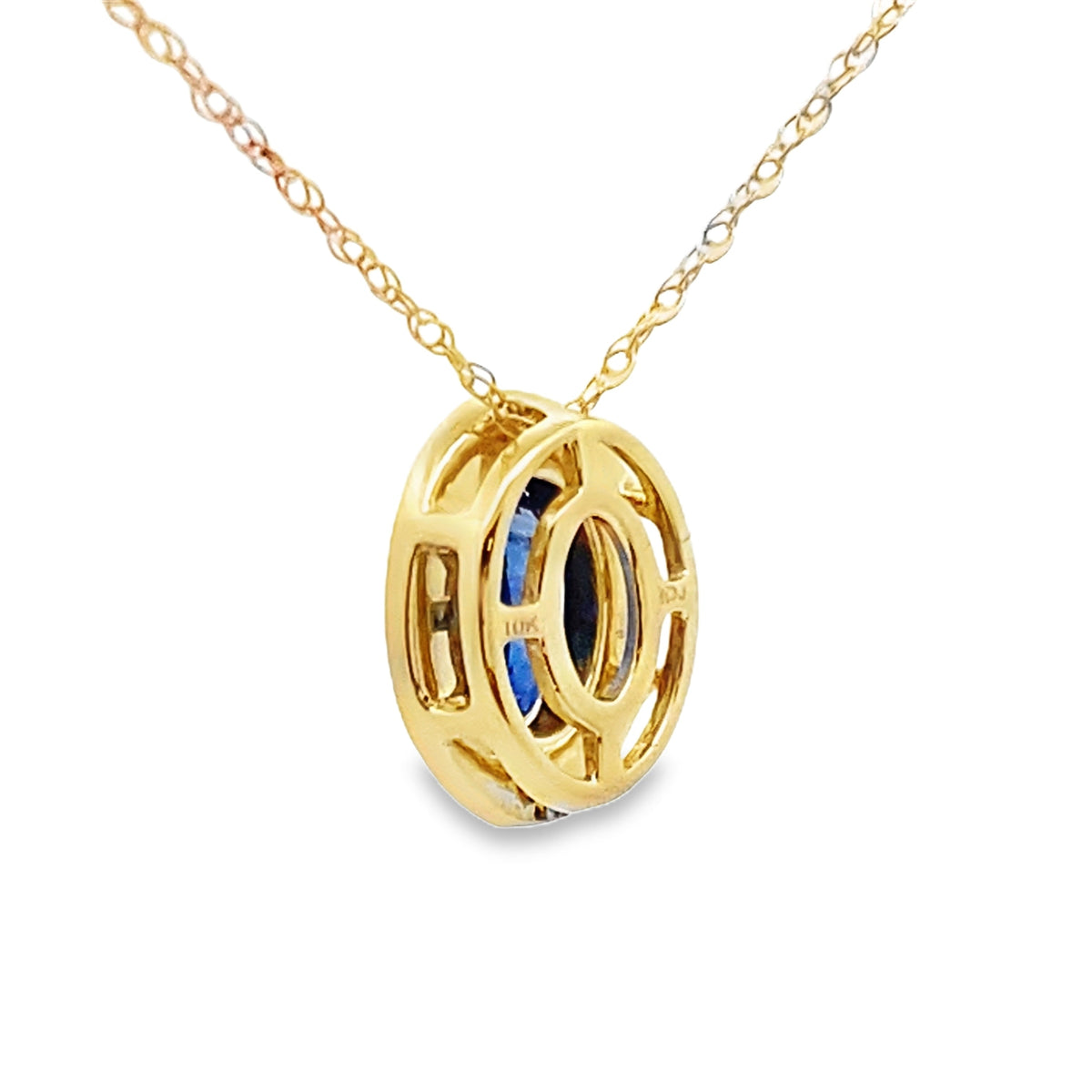 Colgantes de moda de zafiro y diamantes de oro amarillo de 10 quilates