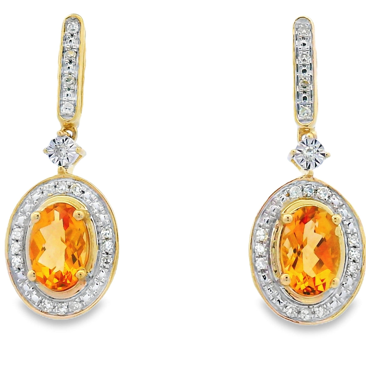 Pendientes Colgantes de Citrino y Diamantes de 1.06ct en Oro Amarillo de 10K