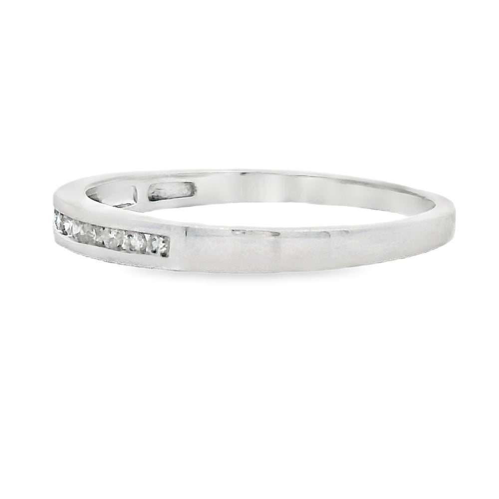 Genuine .11ct Diamond Wedding Band Ring 14KT White Gold