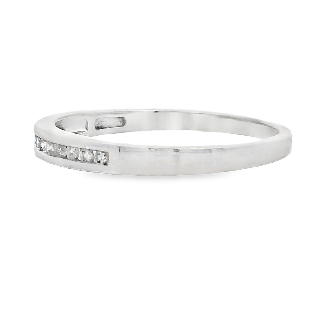 Genuine .11ct Diamond Wedding Band Ring 14KT White Gold
