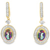 Mystic Fire Topaz Dangle Earrings 10KT Yellow Gold