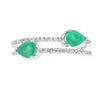 Anillo de diamante de esmeralda natural de .50 ct de oro blanco de 14 kt