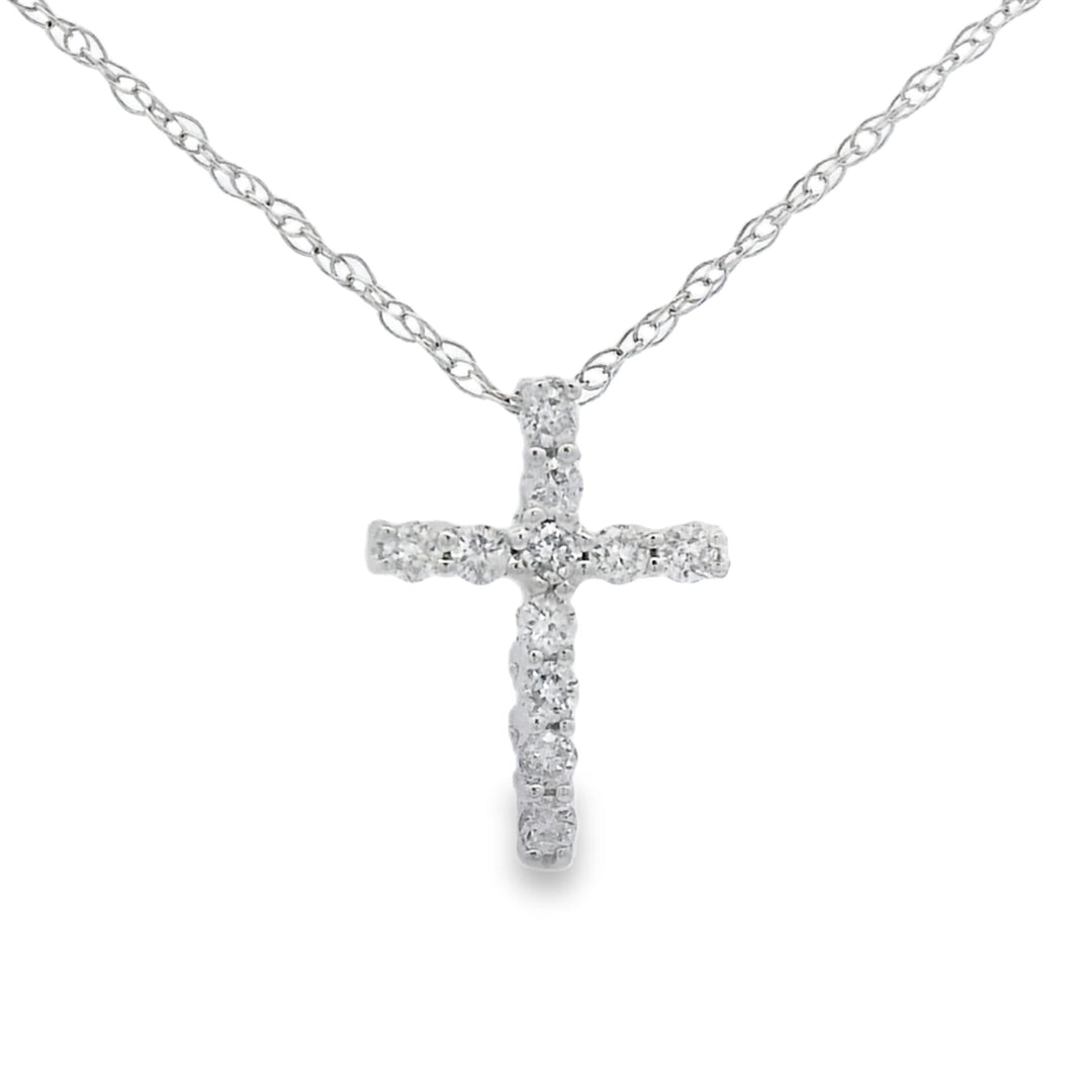 Colgante religioso de cruz con diamante de .12qt de oro blanco de 10kt