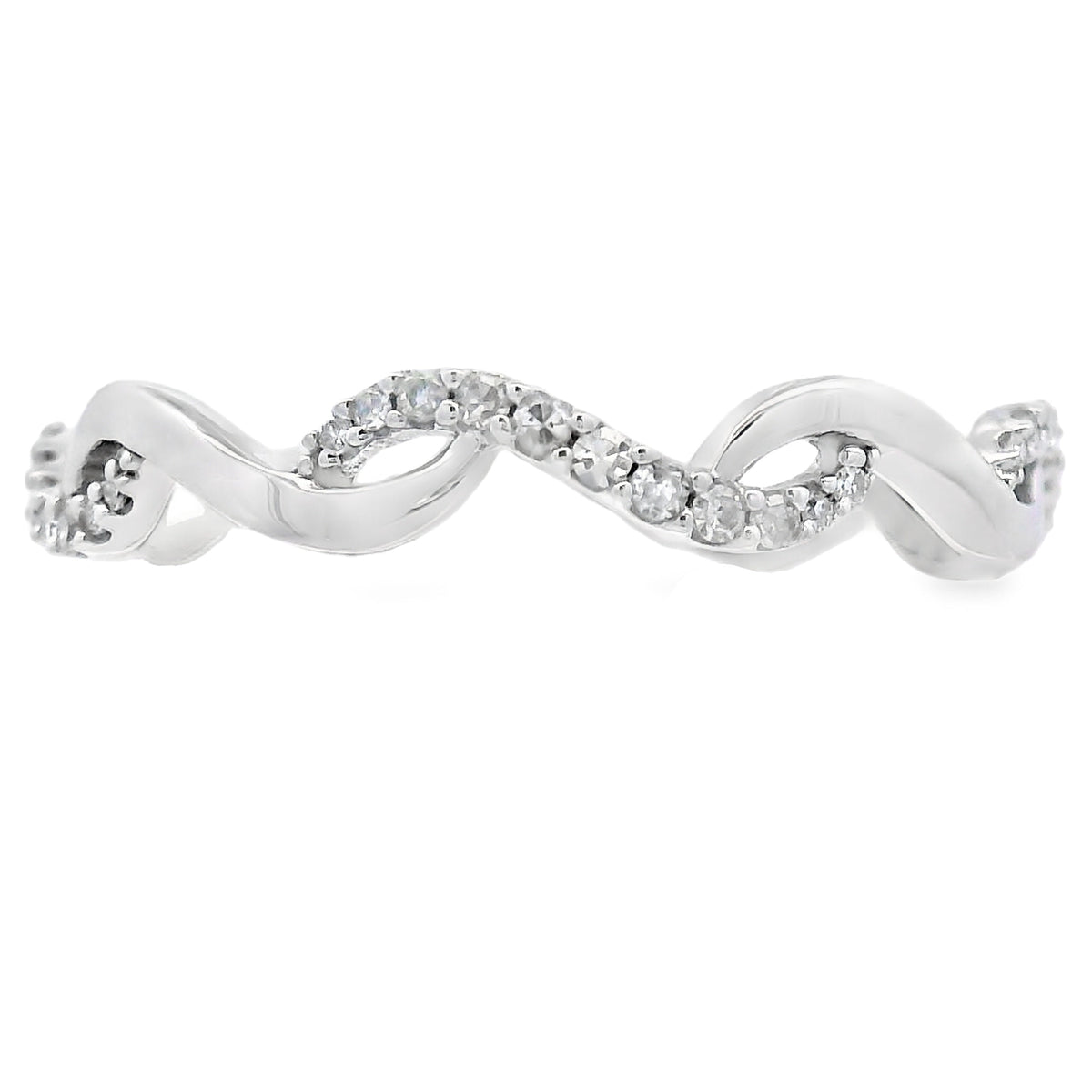 Genuine .17ct Diamond Wedding Band Ring 14KT White Gold