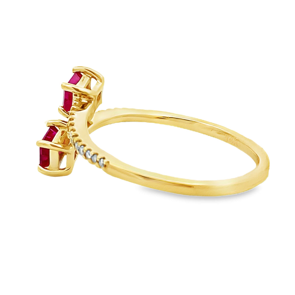 Natural .57ct Ruby Diamond Ring 14KT Yellow Gold