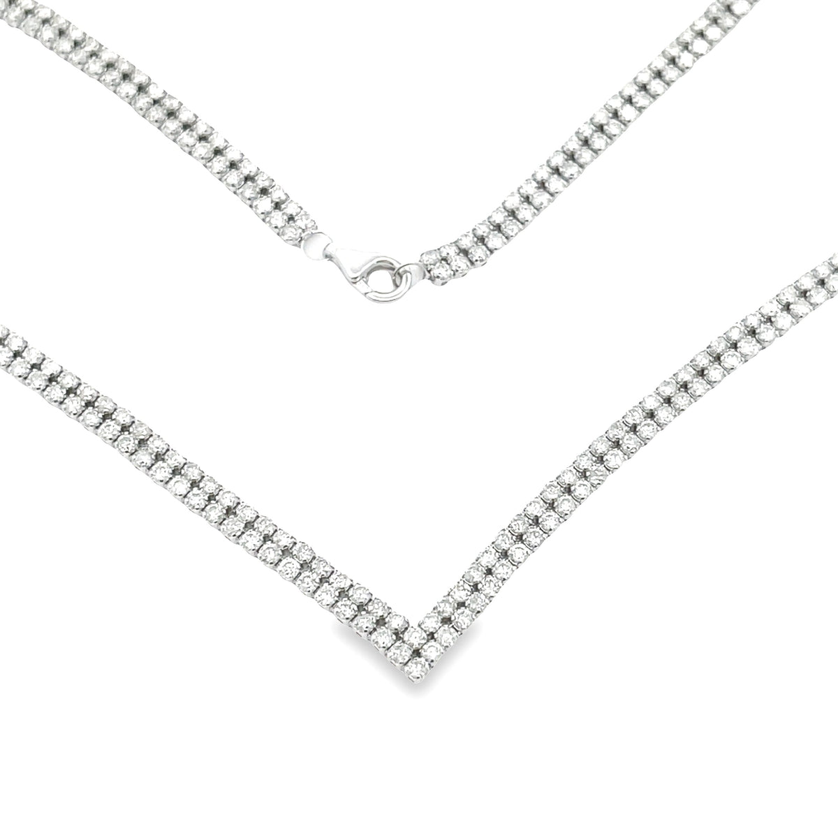 Gargantilla tenis de oro blanco de 14K con diamantes naturales de 7,00 ct