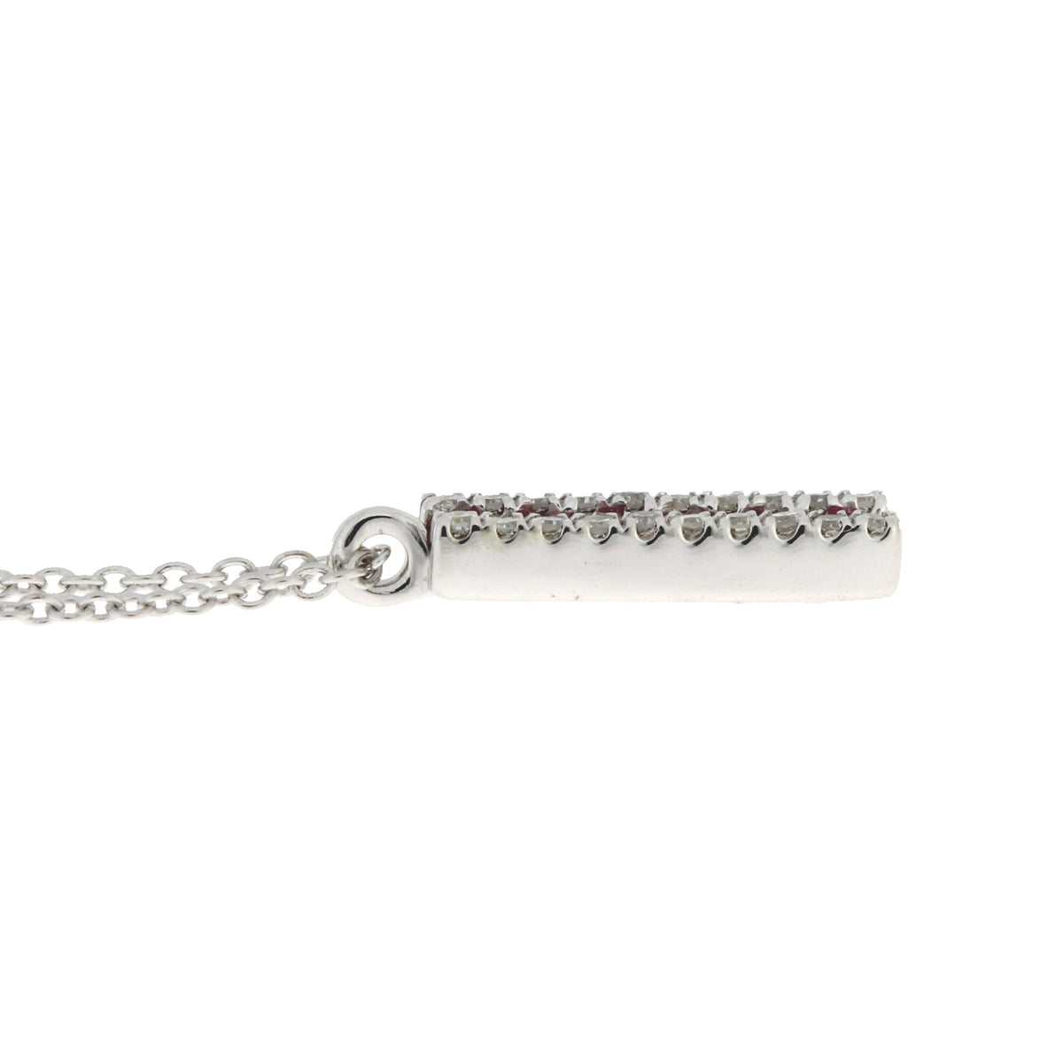 Colgantes de moda de rubí y diamantes de .30 ct en oro blanco de 14 kt