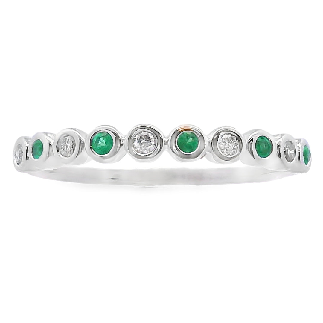 Emerald Diamond stackable band set 14KT White Gold