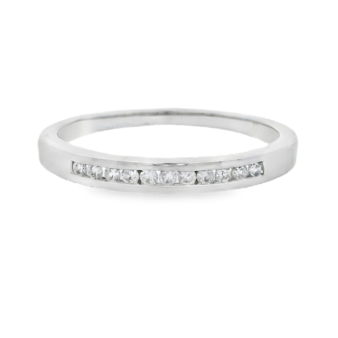 Genuine .11ct Diamond Wedding Band Ring 14KT White Gold