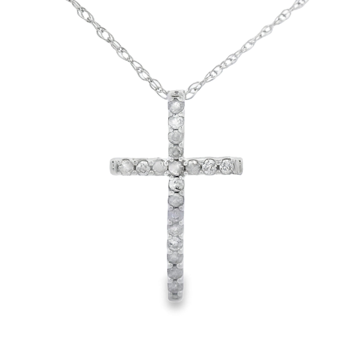 .10ct Diamond Cross Religious Pendant 14KT White Gold
