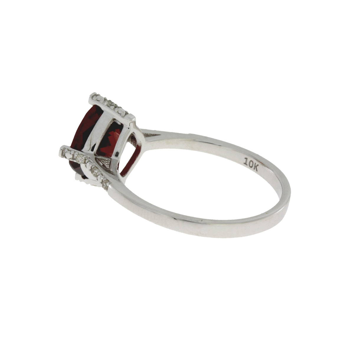 Natural 1.25ct Garnet Diamond Ring 10KT White Gold