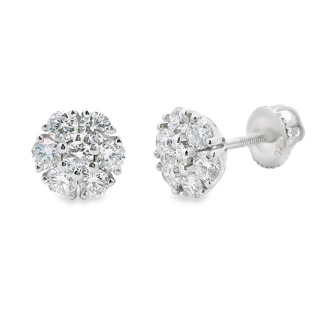 Pendientes de diamante cultivado en laboratorio de 1,32 ct de plata de ley