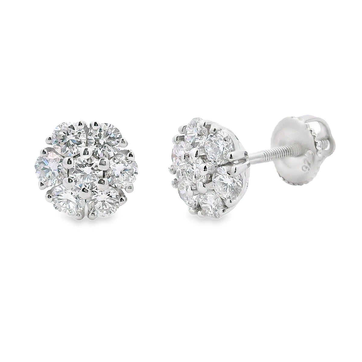 Pendientes de diamante cultivado en laboratorio de 1,32 ct de plata de ley
