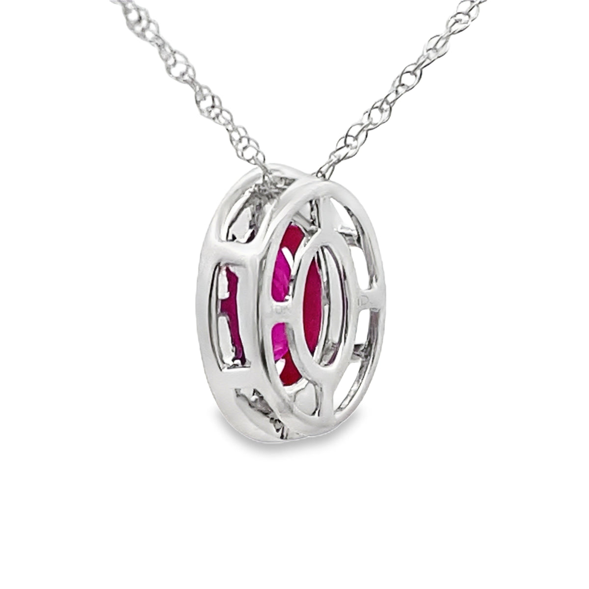 Colgantes de moda de rubí y diamantes de .63 ct Oro blanco de 10 qt