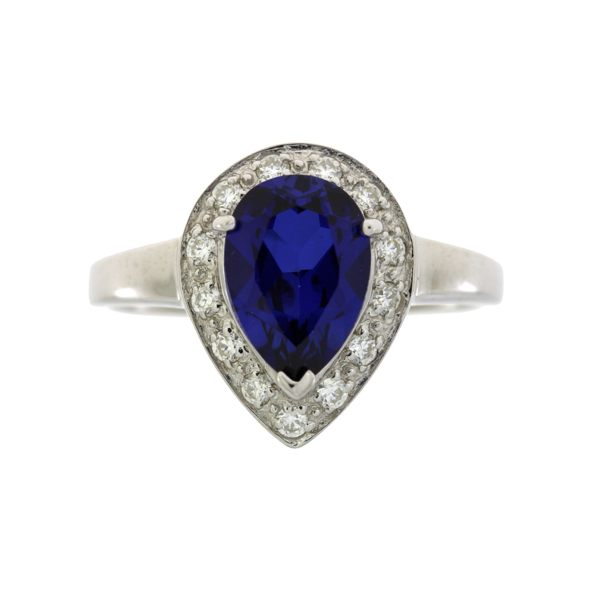 Anillo de zafiro y moissanita de plata esterlina