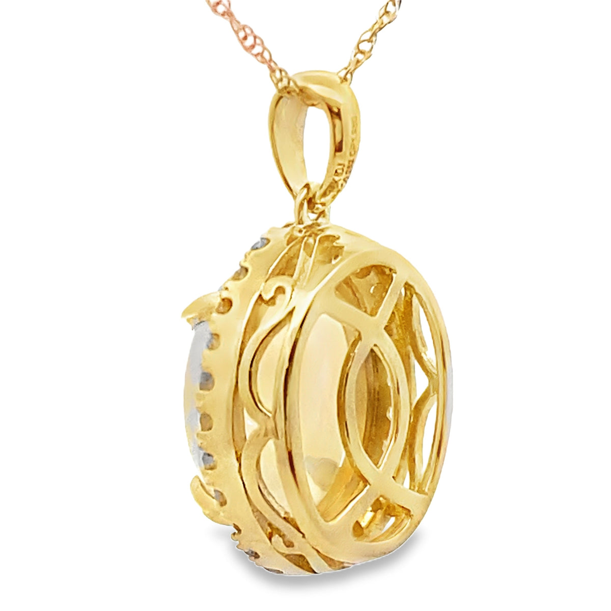 2,39 ct Colgantes de Moda de Diamantes y Ópalos de Oro Amarillo de 10 KT