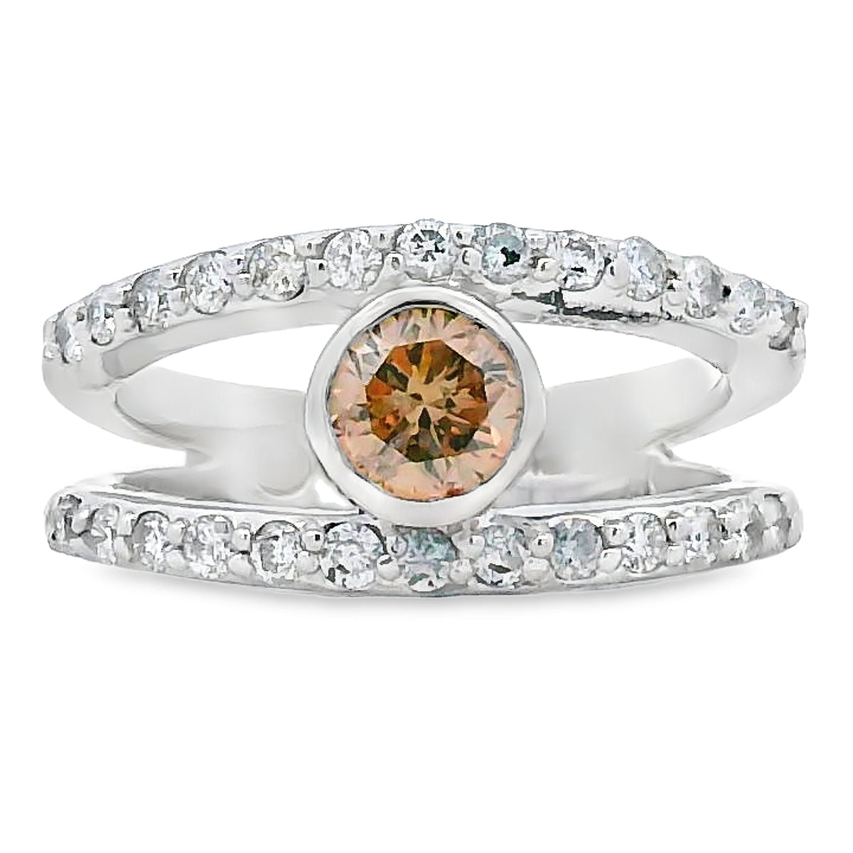 Anillo de oro blanco de 14 K con diamante natural de 0,90 qt