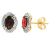 Genuine 1.18ct Garnet Diamond Earrings 10KT Yellow Gold