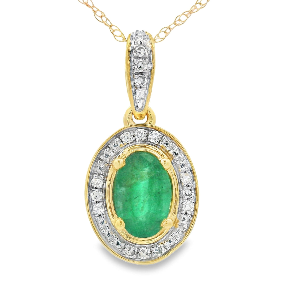 Colgantes de moda de diamante esmeralda de .46 ct en oro amarillo de 10 kt