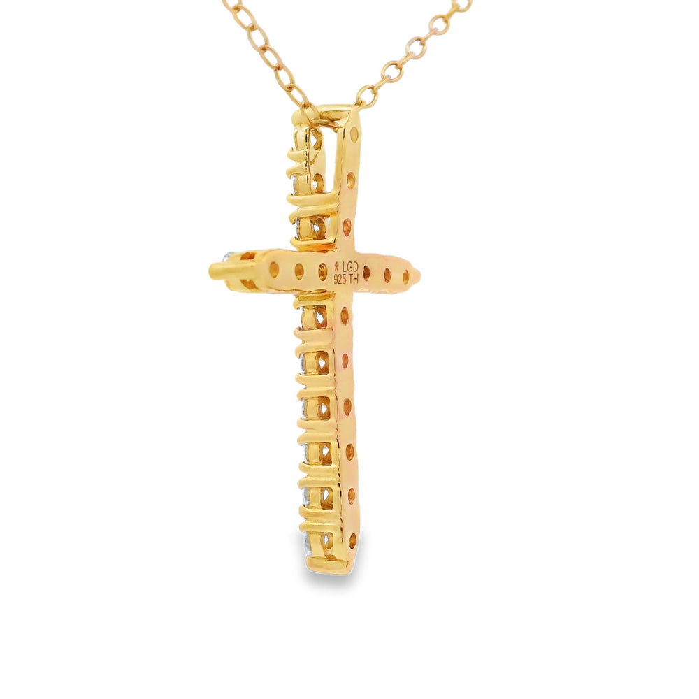 Colgante religioso de cruz de plata de ley natural de 0,55 ct