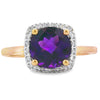 Genuine 1.34ct Amethyst Diamond Ring 10KT Yellow Gold