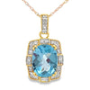 Blue Topaz Diamond Fashion Pendants 10KT Yellow Gold