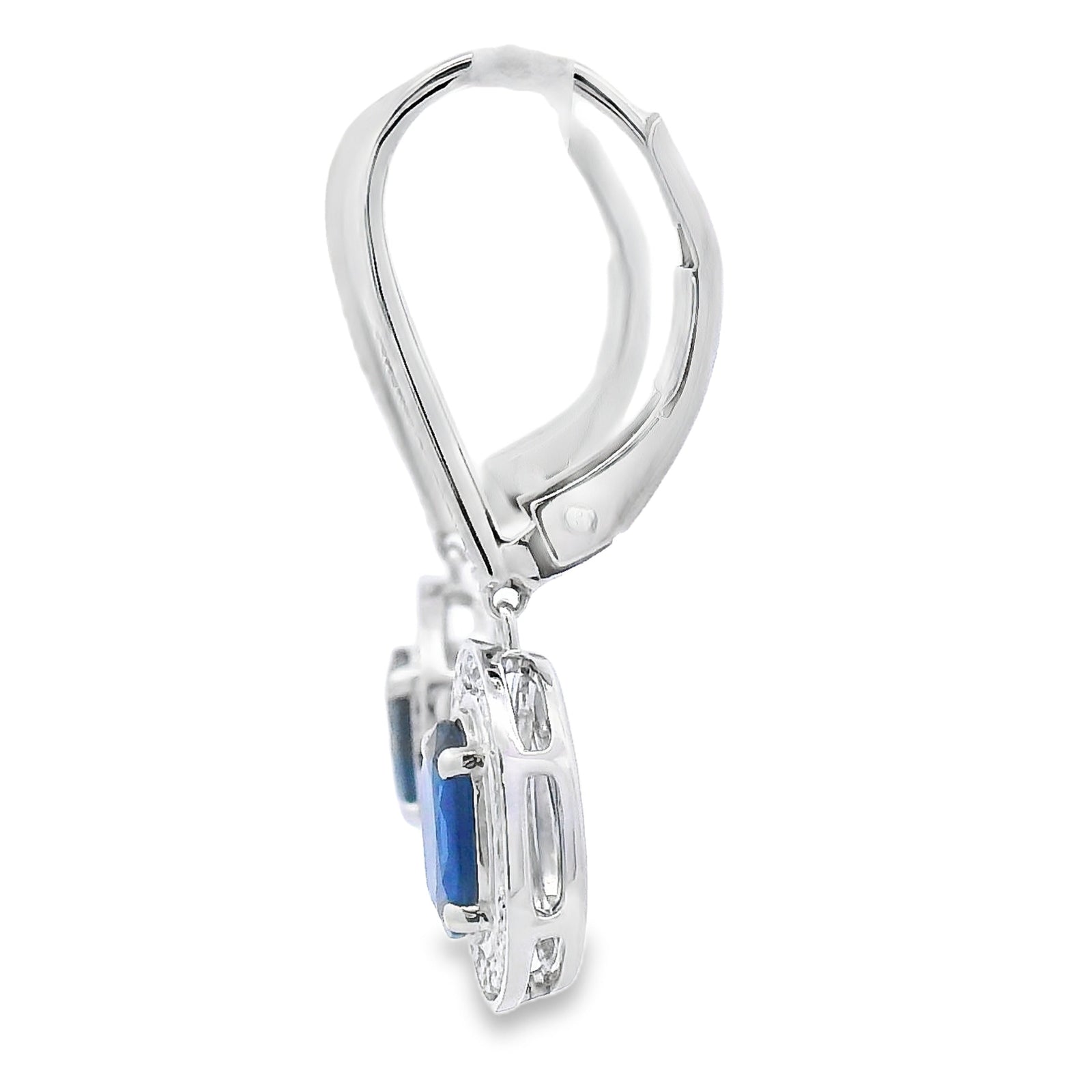 Pendientes Colgantes de Zafiro y Diamantes de 1,28 ct Oro Blanco de 10 kt