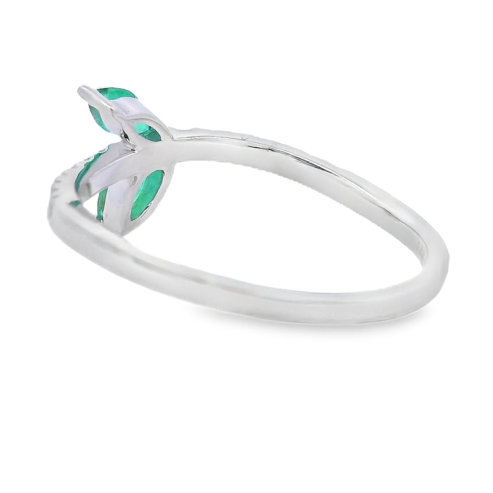 Genuine .29ct Emerald Diamond Ring 14KT White Gold