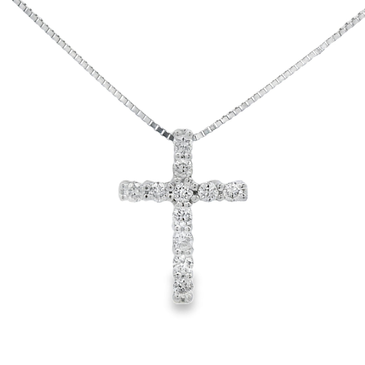 .15ct Diamond Cross Religious Pendant 14KT White Gold