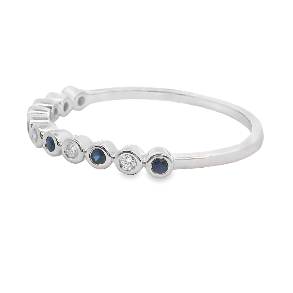 Sapphire Diamond stackable band set 14KT White Gold