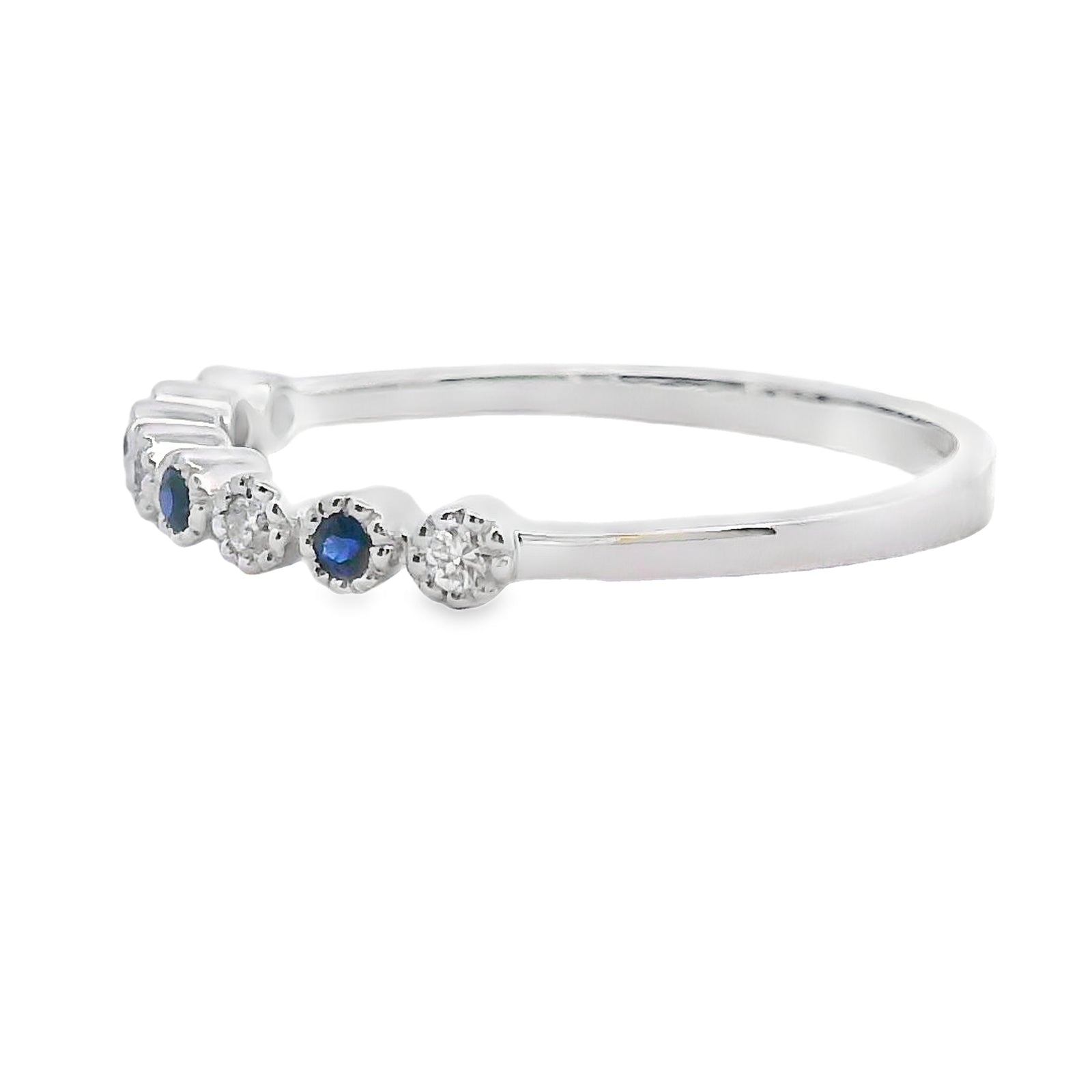 Anillo apilable de Zafiro y Diamantes en Oro Blanco de 14kt