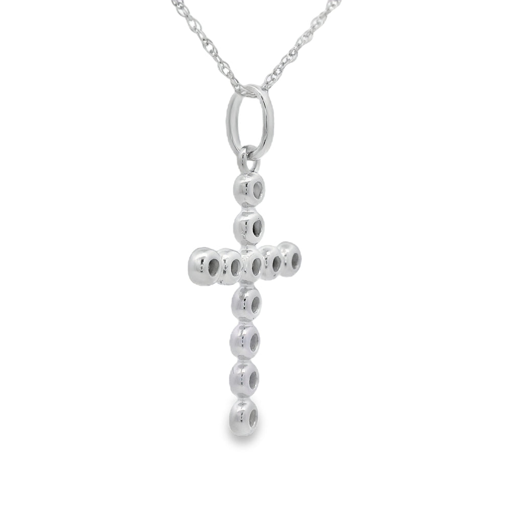 .15ct Diamond Cross Religious Pendant 14KT White Gold