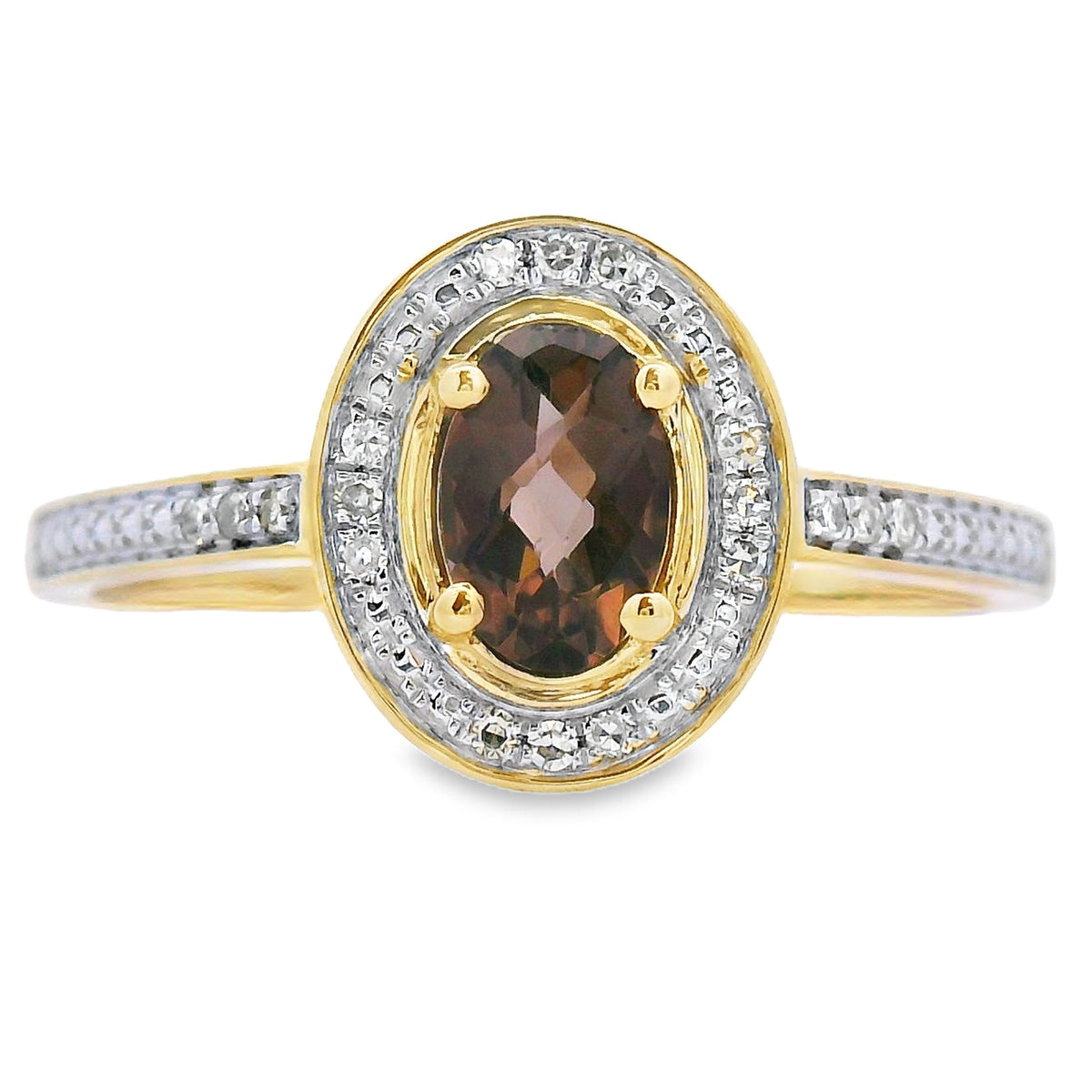 Natural .42ct Quartz Diamond Ring 10KT Yellow Gold